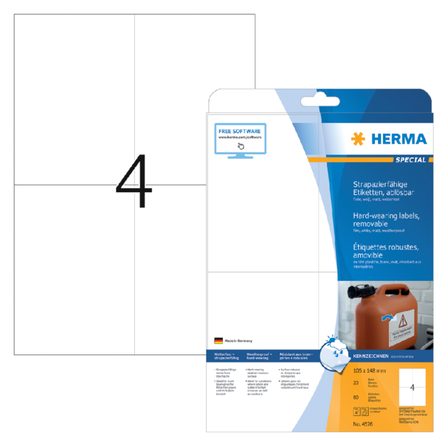 Etiquette HERMA 4576 105x148mm 80 pièces