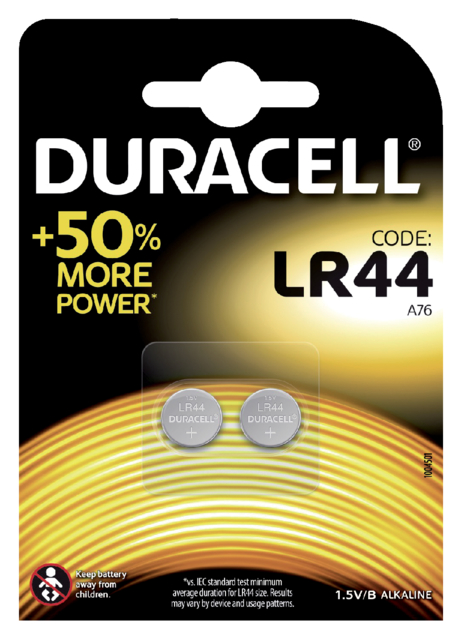 Pile bouton Duracell 2x LR44 alcaline Ø11,6mm