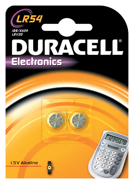 Pile bouton Duracell LR54 alcaline Ø11,6mm 2 pièces