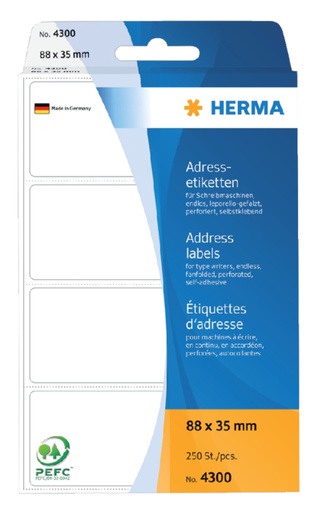 [817000] Etiket HERMA adres 4300 88x35mm 250stuks zig-zag