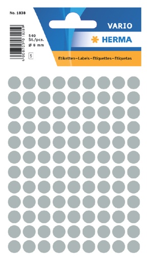 [818153] Etiquette HERMA 1838 rond 8mm gris 540 pièces