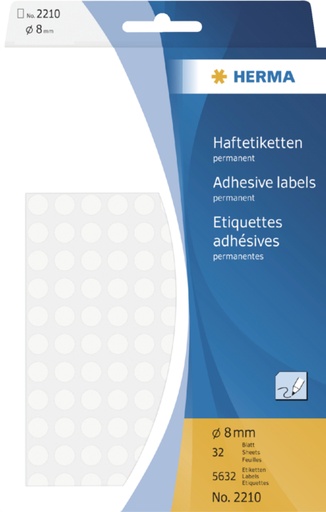 [816100] Etiquette HERMA 2210 rond 8mm blanc 5632 pièces