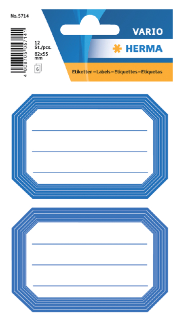 Etiquette cahier HERMA 5714 82x55mm bord bleu 12 pièces