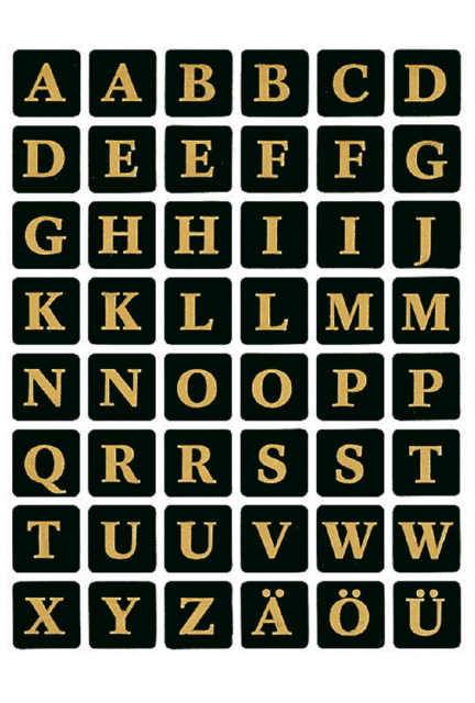 Etiquette HERMA 4130 lettres A-Z dorées sur noir 13x13mm