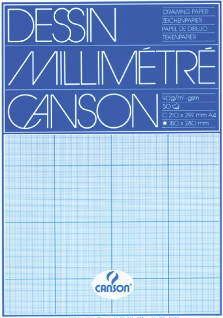 Bloc de papier millimétré Canson A4 bleu