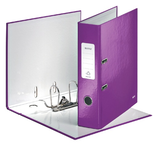 [502459] Classeur à levier Leitz WOW 180° A4 80mm laminé violet