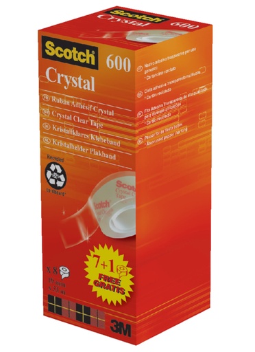 [801151] Ruban adhésif Scotch Crystal 600 33mx19mm transparent 7+1 gratuit