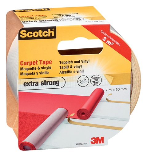 [802045] Plakband Scotch tapijt 50mmx7m dubbelzijdig extra strong