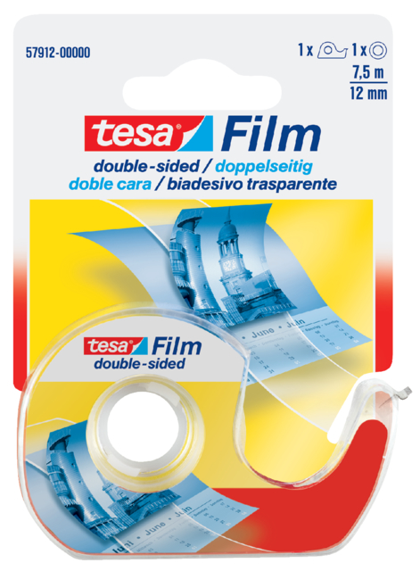 Ruban adhésif double face Tesa Film 7,5mx12mm + dévidoir