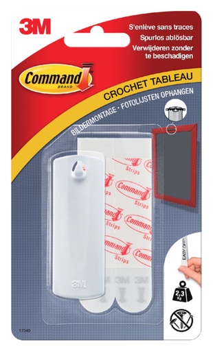 [836335] Crochet Command plastique pour tableaux avec bande de fixation