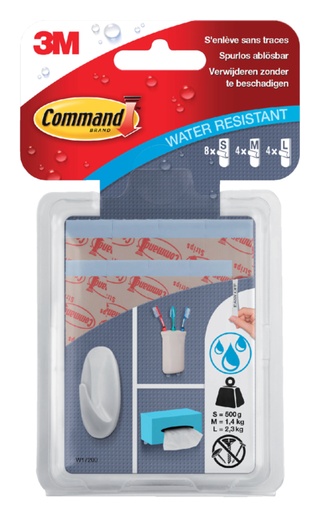 [836358] Bevestigingsstrip Command waterbestendig 16 stuks assorti