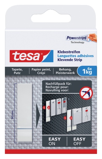 [802051] Kleefstrips tesa® behang & pleisterwerk 1kg wit 6 stuks 6 stuks