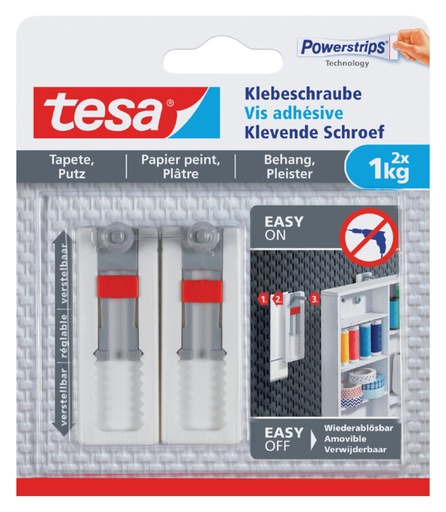 [802064] Vis adhésive tesa® Papier peint & Plâtre réglable 1kg blanc 2 pièces