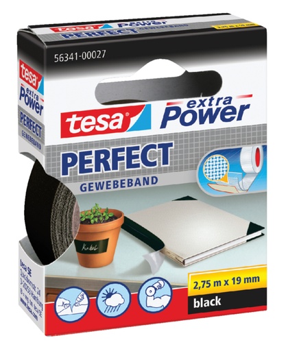 [805420] Textieltape tesa® extra Power Perfect 2.75mx19mm zwart