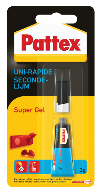 Colle seconde Pattex Super Gel tube 3g blister