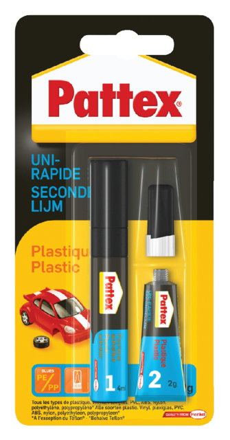 Colle seconde Pattex All plastic tube 3g blister