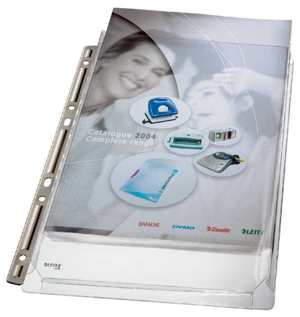 Pochette à soufflet Leitz Premium Copy safe A4 PVC 0,17mm transparent bande perforée métal