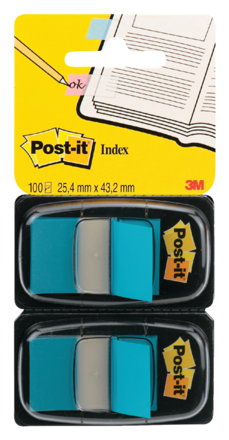 Marque-pages 3M Post-it 680 25,4x43,2mm Pack Duo bleu
