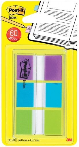 [213230] Indextabs Post-it 680 24mmx43.2mm helder assorti 60 tabs