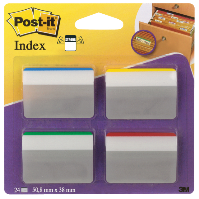 Marque-pages 3M Post-it 686 38x50,8mm strong courbé assorti