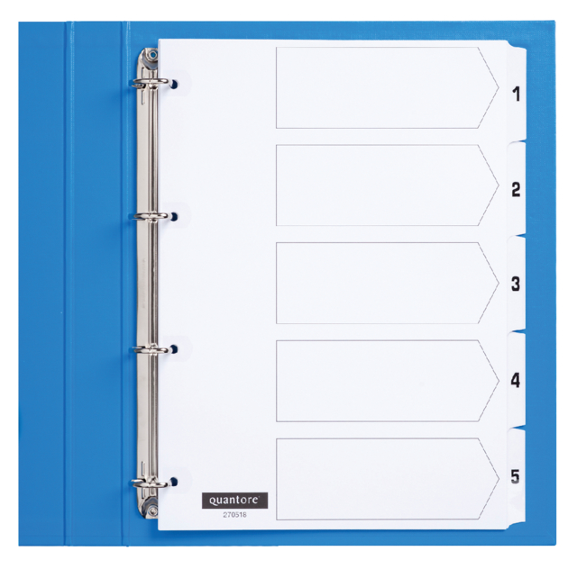 Intercalaires Quantore 4 perf numéro 1-5 blanc carton