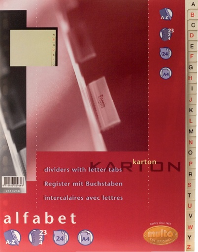 [271160] Tabbladen Multo A4 23-rings 24-delig A-Z karton chamois