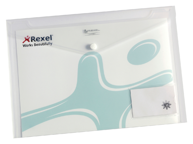 Pochette enveloppe Rexel Ice A4 +carte de visite transparent