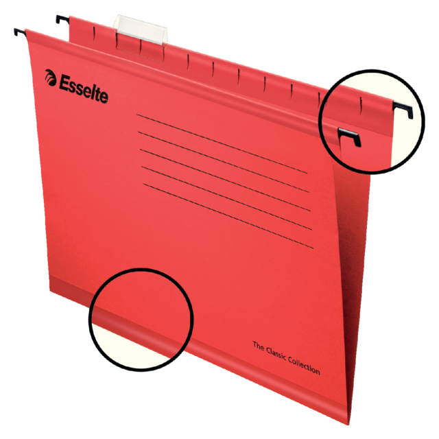 Dossier suspendu Esselte Classic A4 fond-V 345x240mm rouge
