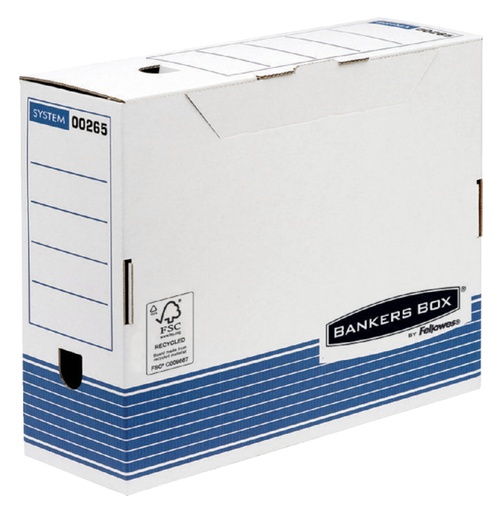 [531054] Boîte à archives Bankers Box System A4 100mm blanc-bleu