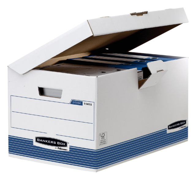 Caisse archives Bankers Box System Fold flip top Maxi blanc-bleu