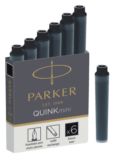 [609531] Inktpatroon Parker Quink mini tbv Parker esprit zwart pak à 6 stuks