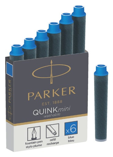 [609533] Cartouche d’encre Parker Quink Mini pour Parker Esprit bleu boîte 6 pièces