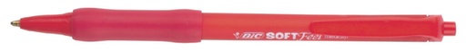 [616032] Balpen Bic soft feel grip clic medium rood