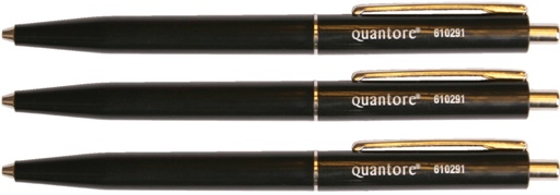 [610291] Stylo Bille Quantore rétractable avec clip métal Medium noir