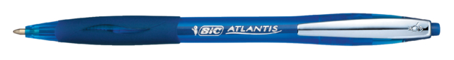Balpen Bic Atlantis soft metalen clip clic medium blauw