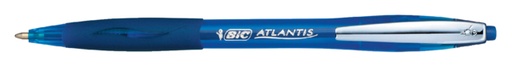 [615193] Balpen Bic Atlantis soft metalen clip clic medium blauw