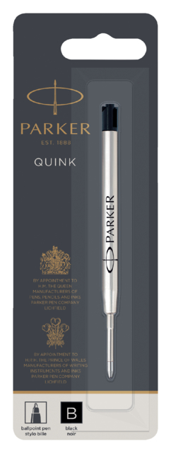 Recharge stylo bille Parker Quink Large blister noir