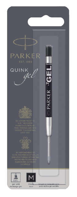 Recharge stylo gel Parker Quink Medium noir blister 1 pièce
