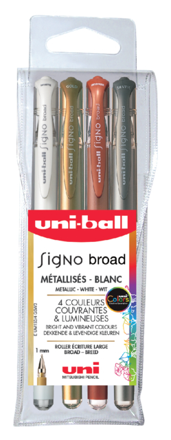 Roller gel Uni-ball Signo Broad Métallic assorti 0,6mm 4pcs