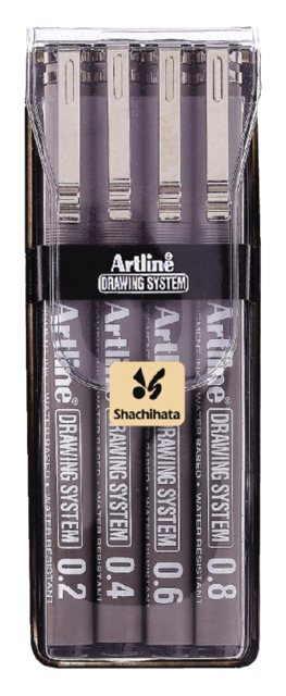 Fineliner Artline set avec 0,2-0,4-0,6 et 0,8mm noir