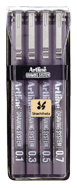 Fineliner Artline set avec 0,1-0,3-0,5 et 0,7mm noir