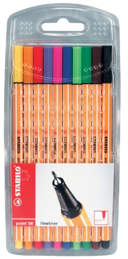 [633150] Fineliner STABILO Point 88 Fin étui 10 pièces assorti