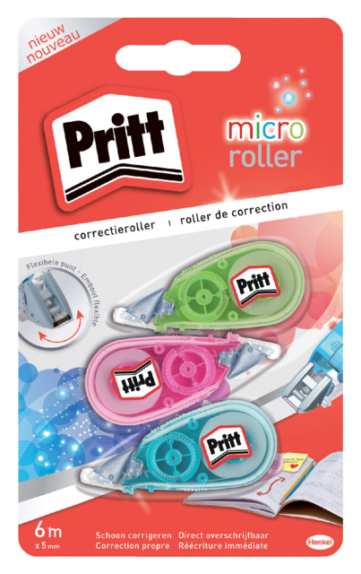 Roller correcteur Pritt Micro 5mmx6m blister 2+1 gratuit