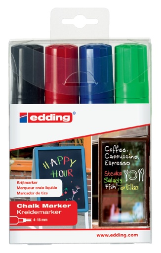 [631310] Krijtstift edding 4090 window schuin 4-15mm assorti etui à 4 stuks