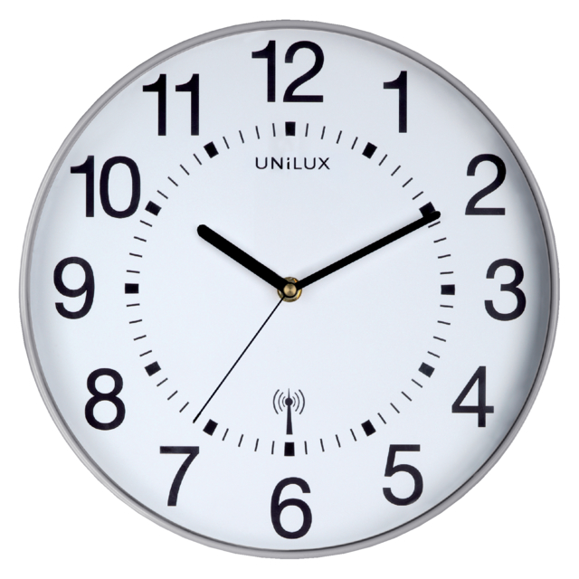 Horloge murale Unilux Maxi Radio-contrôlée Ø37,5cm gris clair/ blanc