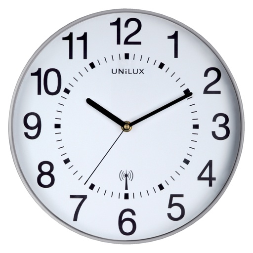 [890347] Horloge murale Unilux Maxi Radio-contrôlée Ø37,5cm gris clair/ blanc