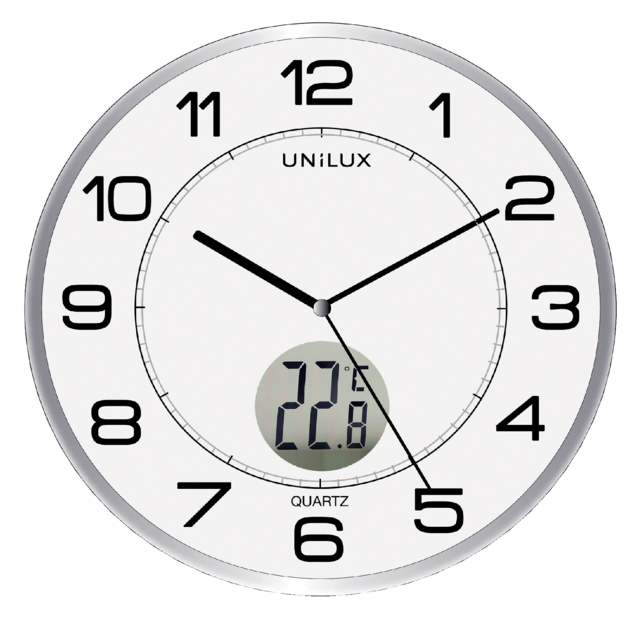 Horloge murale Unilux Tempus Ø30,5cm gris clair/blanc
