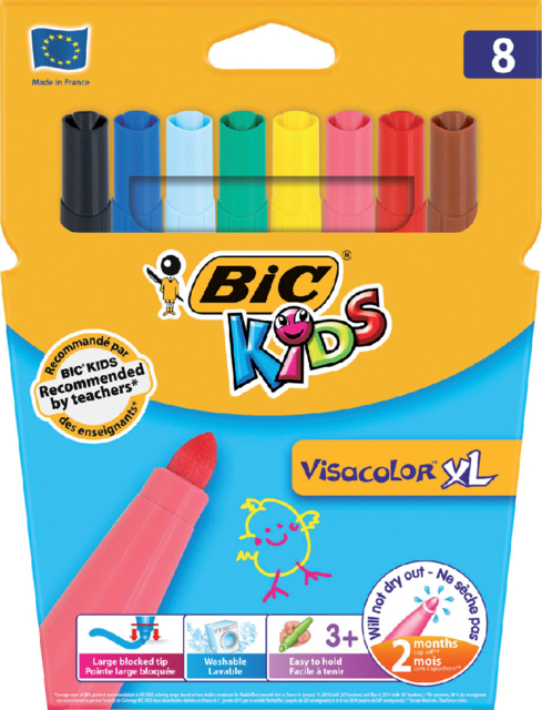 Feutre BIC Kids Visacolor ECOlutions XL assorti 8 pièces