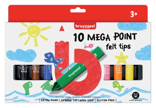 [631410] Feutre Bruynzeel Kids Mega Point set 10 pièces assorti