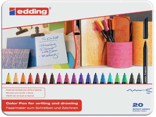 [632527] Fineliner edding 1200 fijn assorti blik à 20 stuks